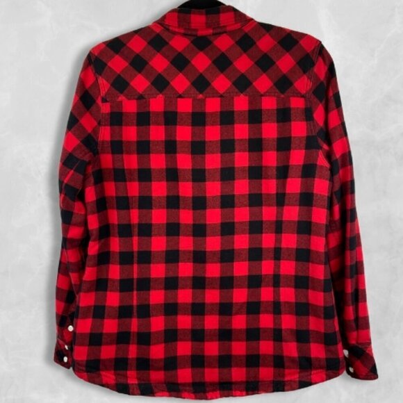 Buffalo Plaid Fleece Shacket Lined Shirt Jacket Red Black BC Clothing Women’s M - Picture 3 of 14